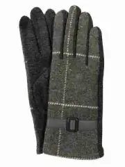G&S Womens Gray Belted Speckle Stretch Fit Button Texting & Tech Smart Gloves
