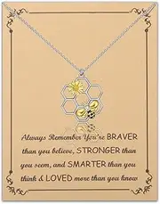[BNQL] Honeycomb Bee Necklace Honeycomb Gifts Honey Bee Gifts for Beekeepers Gifts Bumble Bee Gifts Bee Jewelry Bee Pendant Necklace, stainless steel