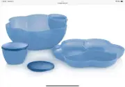 Tupperware Chip 'N Dip Bowl Set Blue New