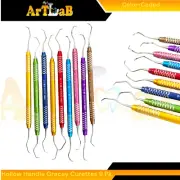 Color-Coded Hollow Handle Periodontal Gracey Curettes, Lightweight - 9 Pack