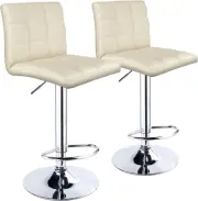 Leopard Modern Square PU Leather Adjustable Bar Stools with Back,Set of 2, Count