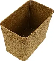 BUGUUYO Woven Bucket Storage Handmade Storage Bin Wicker Organizer Basket Wicker Wastebasket Storage Basket Bathroom Trash Can Woven Trash Can Waste Paper Basket Woven Waste Bin Straw