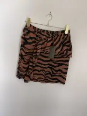 ALLSAINTS Nia Zephyr Zebra Print Ruffle Detail High Waist Miniskirt Size 4 NWT
