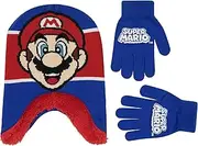 [Nintendo] boys Super Mario Hat and Gloves Cold Weather Set Winter Accessory Set - multi - Age 4-7