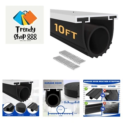10Ft Garage Door Bottom Seal - Flexible & Waterproof Weather Stripping Solution