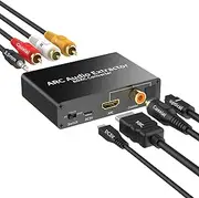 192KHz DAC Audio Converter, HDMI ARC Audio Extractor, Digital to Analog Converter for PS3 PS4 HDTV DVD Home Cinema Systems(HDMI/Audio/USB Cable)