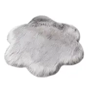 60X60cm Irregular Artificial Wool Fur Soft Plush Rug Carpet Mat Light Grey Rugs