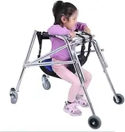 Folding Walker Walking Frame Adjustable Height Walker for Kids Cerebral Palsy Disability Rehabilitation Auxiliary Walking Frame(Small)