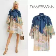 NWT $1,450 Zimmermann Lyrical luminosity Floral Barrel Silk Mini Dress AU0 XS S