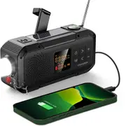 Waterproof Bluetooth Speaker with AM/FM Radio, Solar, Crank, Flashlight