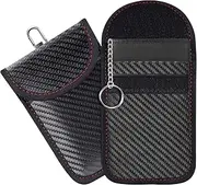 RFID Pouch for Car Keys, 2 Pcs Faraday Pouch Car Keys, Waterproof Faraday Box with RFID Blocker and Hook Securing Keyring, Car Key Signal Blocking Pouch, Anti-Theft Remote Entry Keyless Protect