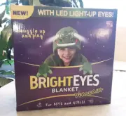 Bright Eyes Dinosaur Blanket with LED Light-up Eyes/Folds Into a Pillow