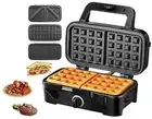 HOUSNAT 3 in 1 Sandwich Maker Waffle Maker with Removable Plates 1200W Panini Pr