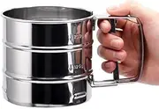 Mesh Flour Sifter Baking Icing Sieve Strainer Cup Sugar Shaker Mechanical Metal