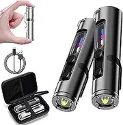 Taclite Mini – The Ultimate Everyday Micro Tool, Led Magnetic Super Bright Tactical Flashlight, Keychain Flashlight with Hat Clip, Waterproof, 3 Brightness,3 Modes (Black*2)