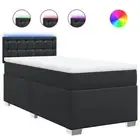 Box Spring Bed with Mattress Wooden Bedstead Bed Frame Black Faux Leather vidaXL