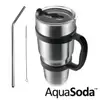 【美國AquaSoda】304不鏽鋼雙層保溫保冰杯(含杯架超值組合)