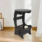 Small Round Side Table 10.6 inch Black Minimalist Compact Bedside Table