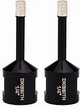 1/4 Inch Dry Diamond Drill Bits Set 2 pcs for Ceramic Porcelain Granite Marble Tiles Stone Glass Brick Hard Materials, 5/8-11 Thread for Angle Grinders Wet Polishers, Tile Hole Saws 6mm