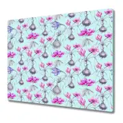 Tempered Glass Worktop Saver Crocus flowers with a root pink purple 60x52