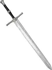 MILERUN PU Medieval Toy Sword Knight Warrior Costume Accessories Sword Weapon Props Halloween Role Play LARP Silver, Silver, Medium
