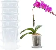 5 Pack Orchid Pots - Transparent Phalaenopsis Root Control Pots, Breathable Plastic Flower Pots for Dendrobium and Other Orchid Varieties, Ideal Orchid Planters