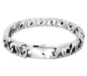 Men's Titanium Stainless Steel 316L Silver Link Chain Bracelets 8.25"