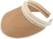 [FOMIYES] Summer Visor Hat for Men Pearl Decorative Sunshade for Beach Hiking and Outdoor Fun