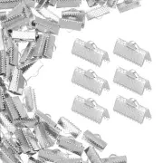 200Pcs 16mm Ribbon Crimp Clamp Ends Bookmark Pinch Cord End Clasps, Gun Black