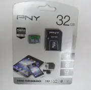 PNY 32GB MICRO SD CARD W/ ADAPTER- NEW IN PKG !!!!