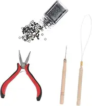BELLIFFY 1Set Hair Extension Tool Kit Professional Hair Plier with Pulling Needle Essential Micro Ring Installation Tools for Home and Salon Use Speeds Up Hair Extension Process