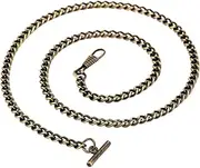 [OATIPHO] Metal Pocket Watch Chains, Decent Watch Key Chain with Lobster Clasps Classic Antique Fob T-bar Chain 65cm