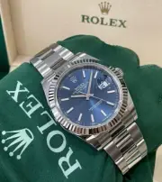 Rolex Datejust41 Blue Index 126334 Gold Bezel on Oyster Unworn Complete