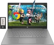 HP Chromebook 14" HD Laptop, Intel Celeron N4120, 4GB LPDDR4, 224GB Storage(64GB eMMC+160GB Docking Station Set), Intel UHD Graphics 600, Wi-Fi 5, 720p Camera, Fast Charge, Chrome OS, Gray