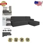 Elastic Bottom L-Shaped Sofa Cover: Dark Gray Machine Washable & Secure Fit