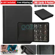 360 Cards Binder 9 Pocket Zip Trading Card Album Collector Folder Case Collector