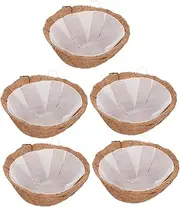 TINEASUR 5 Sets Coconut Fiber Flowerpot Liner Sturdy Plant Pot Mats Half-Ball Shape Non-Woven for Wall Window Garden Planter