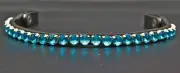 NEW DESIGN BLING SPARKLY BLUE CRYSTAL WITH BLACK LEATHER BROW BAND SNAP Click