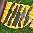 Custom Handmade J2 Steel Kitchen Chef Knife Set /Kitchen Set / With Leather Bag