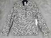 Chicos Jacket Womens 8/10 Animal Print Front Snap Long Sleeve Retro Blazer