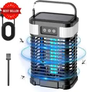 Solar Bug Zapper Outdoor Black Waterproof Electric Mosquito Killer Rechargeable