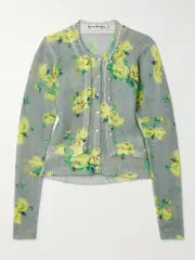 [Acne Studios] Acne Studios - Layered Floral-print Mohair-blend Sweater - Gray - large large Gray