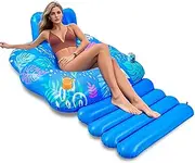 JOSEN Inflatable Pool Lounger Float, Heavy Duty Pool Floats for Adults with Innovative Footrest&Cup Holders, Pool Chair for Swimming Pool, River, Lake & Beach Party- Floral Dream