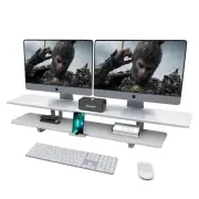 Dual Monitor Stand, Computer Monitor Riser for 2 monitors, 2 Tiers Wood Monit...