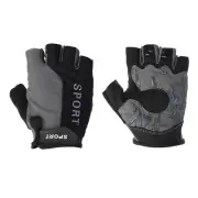 1 Pair Fingerless Breathable Workout Gloves for Women Men, Grey (M Size)