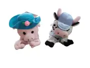 NWT Gibson Greetings Easter Finger Puppets Cow Pig Farm Animals Plush