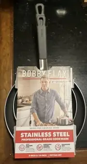 Bobby Flay Stainless Steel 8” & 10” Frying Pan Skillet Set, Ceramic Coating