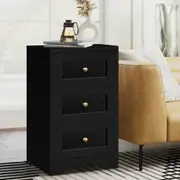 ALFORDSON 3 Drawers Bedside Table Hamptons (Black)