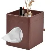 Tissue Box Cover Square Kleenex Box Holder PU Leather Facial Tissue Organizer...