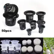 50pcs Hydroponic Soilless Mesh Net basket Plant veg Grow Nursery Cup Pot Sponge